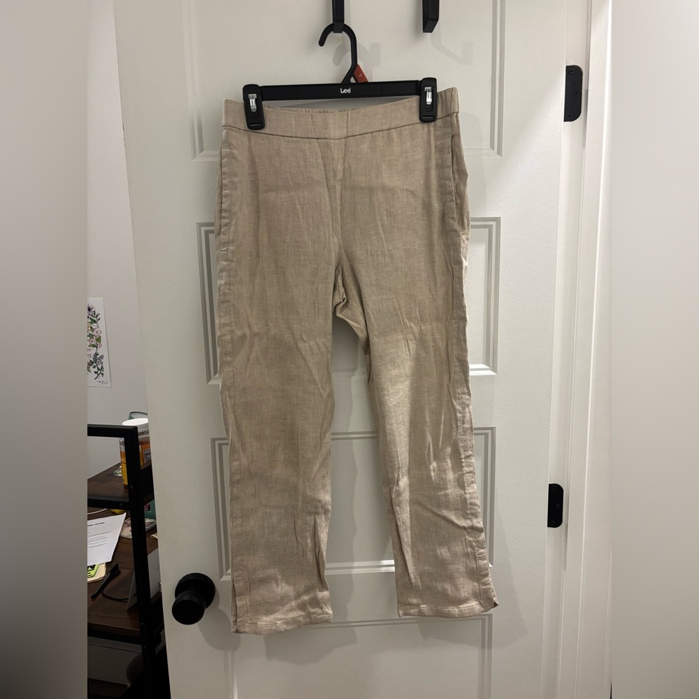 Theory Beige Linen Trousers